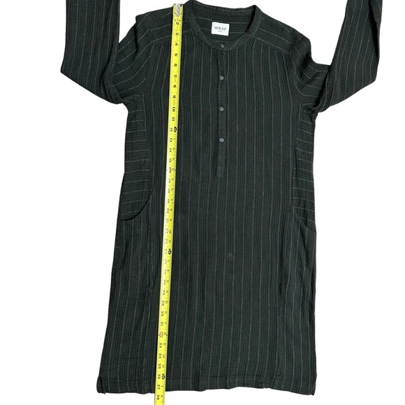 Wrap London Tunic Dress With Pockets Dark Olive Green & Light Stripes Size 4 - Picture 10 of 11